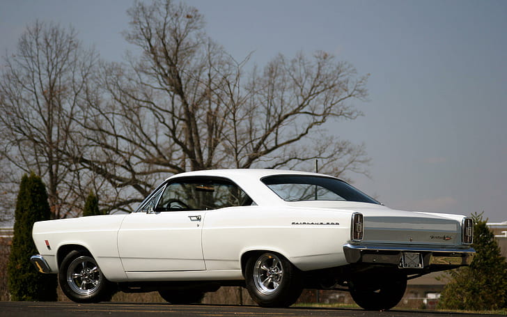 1966 Ford Fairlane 500 GT, white coupe, cars, 2880x1800