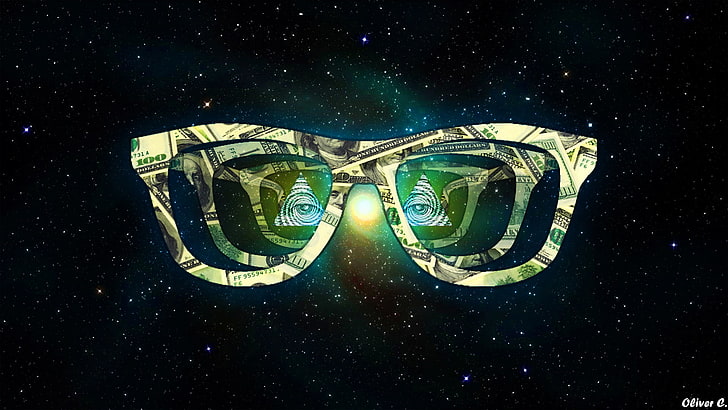 three US dollar banknote graphic sunglasses digital wallpaper