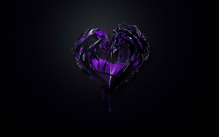 Heart, Purple, Plexus, studio shot, black background, indoors, HD wallpaper