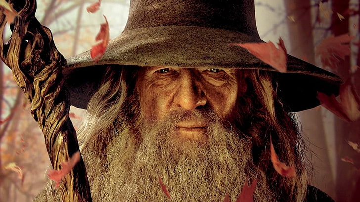 men's black hat, The Lord of the Rings, Gandalf, The Hobbit: An Unexpected Journey, HD wallpaper
