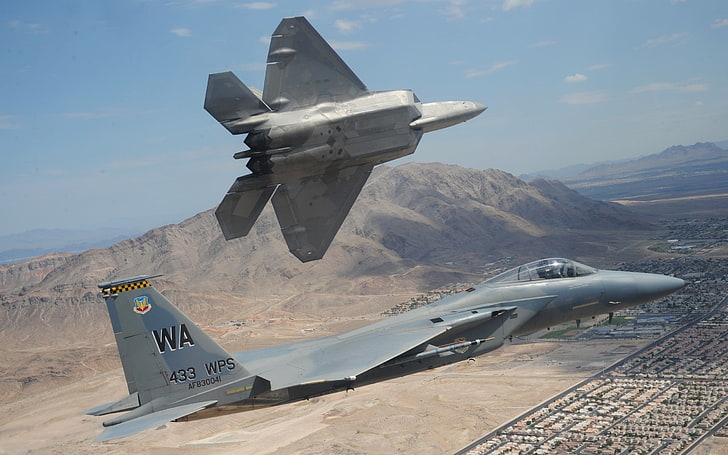 two gray WA 433 WPS air crafts, jet fighter, military aircraft, HD wallpaper