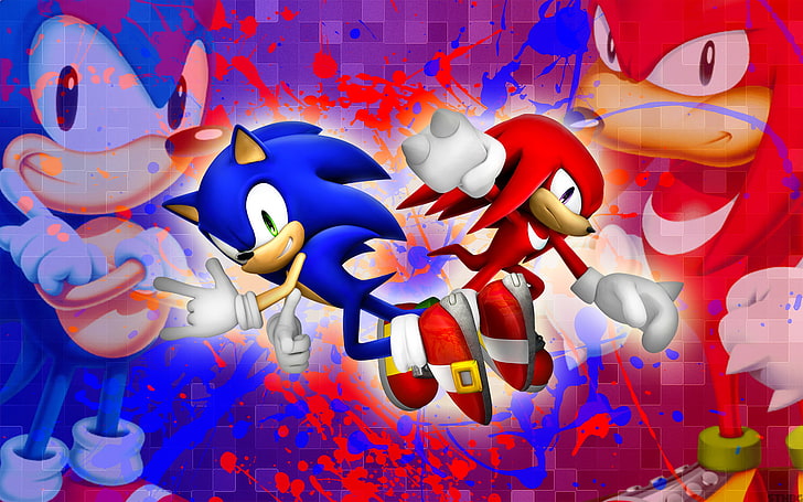 Sonic, Sonic the Hedgehog, Knuckles, video games, Sega, multi colored, HD wallpaper