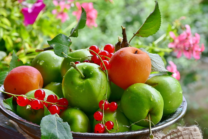 still life, food, berries, apples, fruit, healthy eating, food and drink, HD wallpaper
