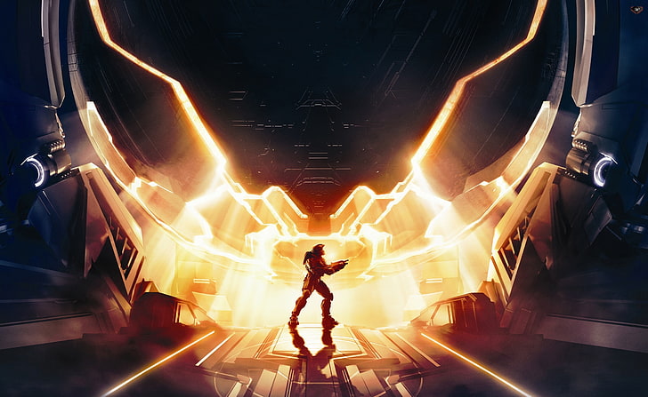 Halo 4 - Master Chief, man holding gun digital wallpaper, Games