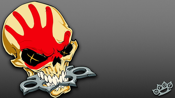 red and yellow biting gray knuckle wallpaper, 5 Finger Death Punch, HD wallpaper