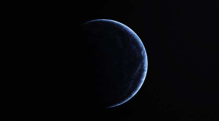 Blue Planet, moon illustration, Space, Dark, Futuristic, Cosmos