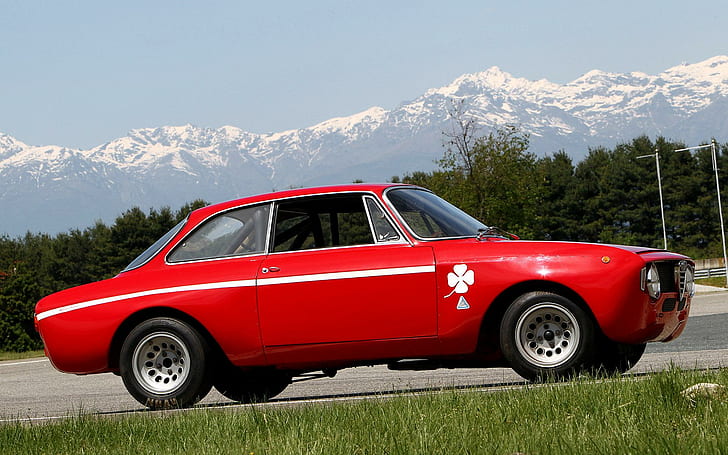 1968 Alfa Romeo GTA, red coupe, cars, 1920x1200, HD wallpaper
