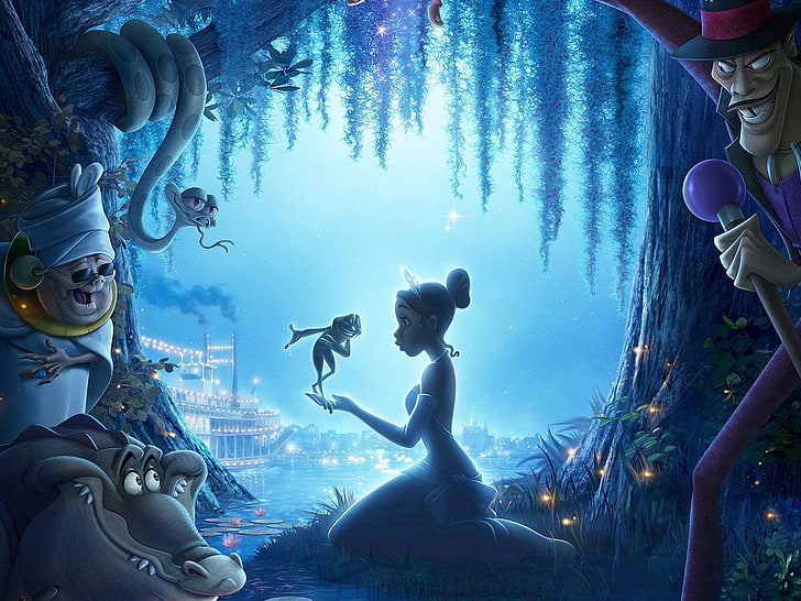 Princess Tiana and Frog, Movie, The Princess And The Frog, water, HD wallpaper