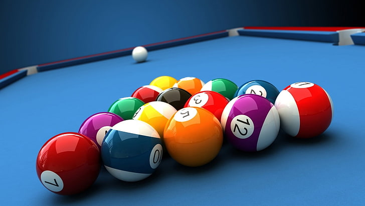 Gasping tax cleanse HD wallpaper: pool table set, billiard balls, colorful, numbers, closeup,  depth of field | Wallpaper Flare