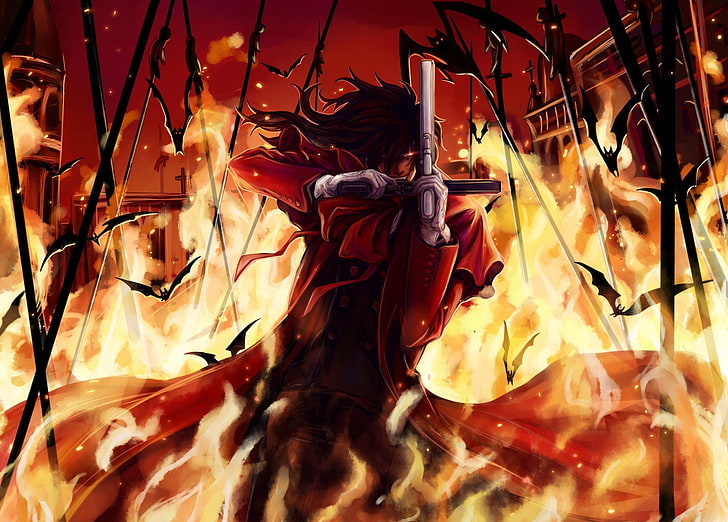 Anime, Hellsing, Alucard (Hellsing), Dark, creativity, representation