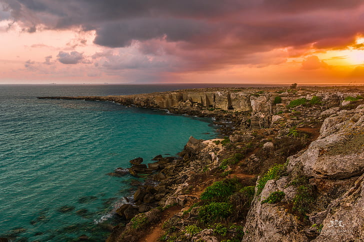 body of water near rock cliff at daytime, favignana, sicily, italy, favignana, sicily, italy, HD wallpaper