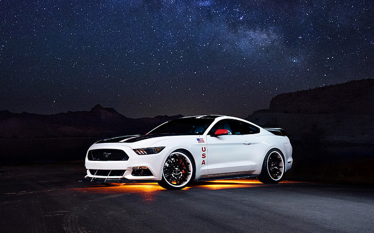 white Ford Mustang coupe, Ford Mustang GT Apollo Edition, car
