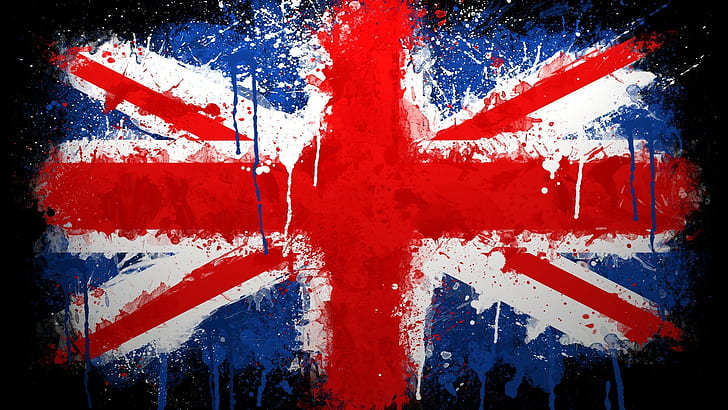 british flag, UK, Union Jack, paint splatter, HD wallpaper