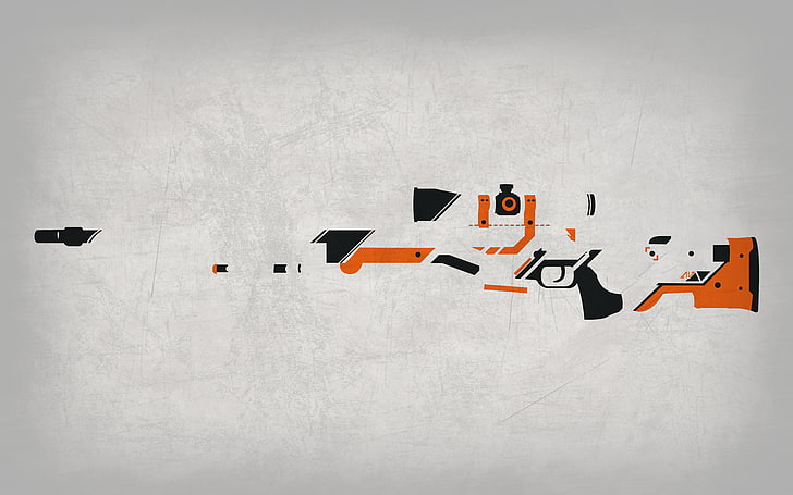 orange and black sniper rifle digital wallpaper, Background, Weapons