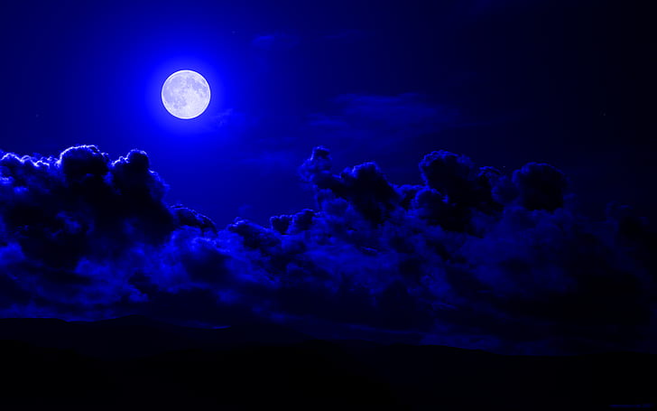 sky, night, clouds, Moon, HD wallpaper