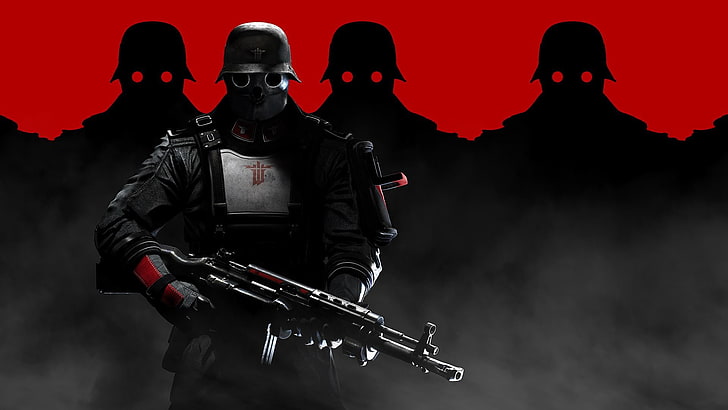 man holding rifle digital wallpaper, Wolfenstein: The New Order