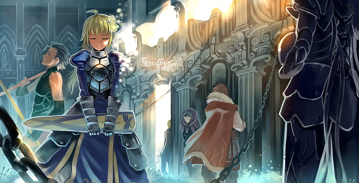 female anime character illustration, Fate Series, Saber, Lancer (Fate/Zero)