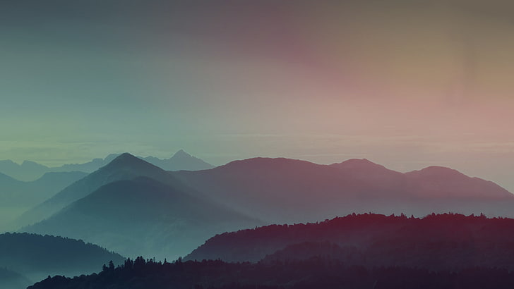 Foggy, Gradient, Mountains, beauty in nature, scenics - nature, HD wallpaper