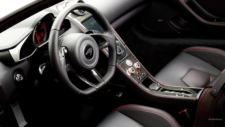 black and gray car steering wheel, McLaren MC4-12C, car interior, HD wallpaper