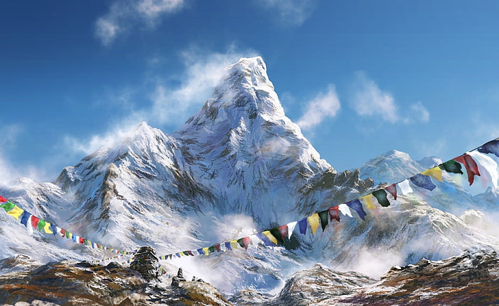 Himalayan Peak, Mt. Everest, Artistic, Fantasy, mountain, snow, HD wallpaper