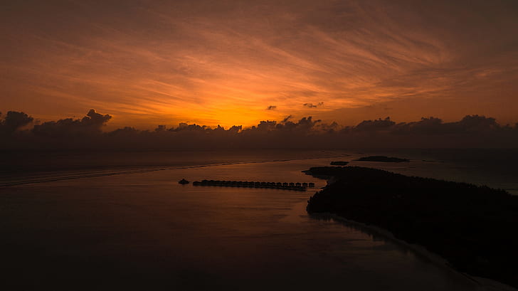 landscape, sunset, beach, island, sunrise, HD wallpaper