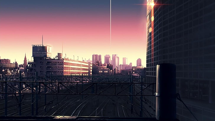 Download 2000x1414 Anime Cityscape Buildings Scenic Clouds Wallpapers   WallpaperMaiden  Lanskap Latar belakang anime Pemandangan kota