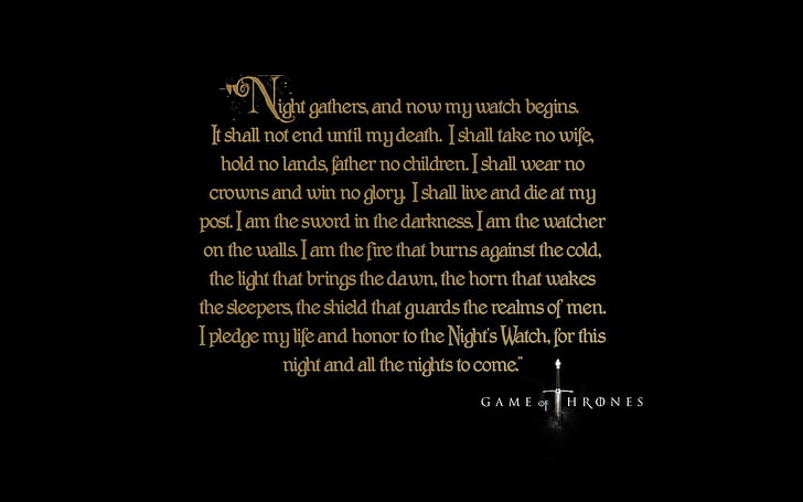 Game of Thrones quote, Night's Watch, text, western script, communication