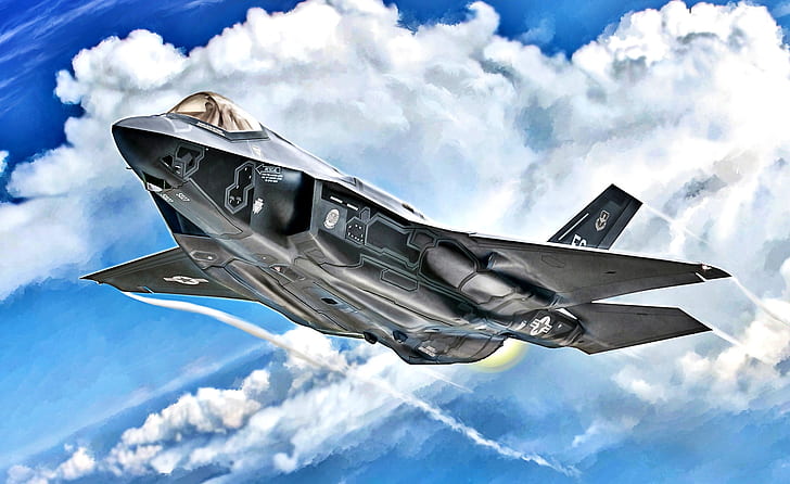 Jet Fighters, Lockheed Martin F-35 Lightning II, Aircraft, Artistic, HD wallpaper