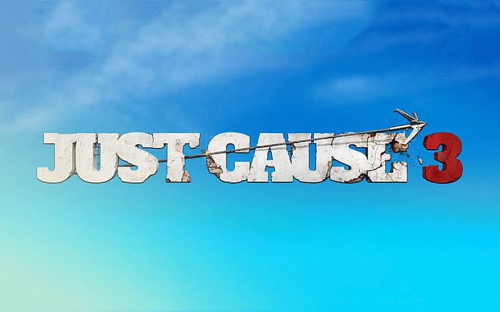 Just cause 3, Action, Logo, Arrow, communication, blue, text