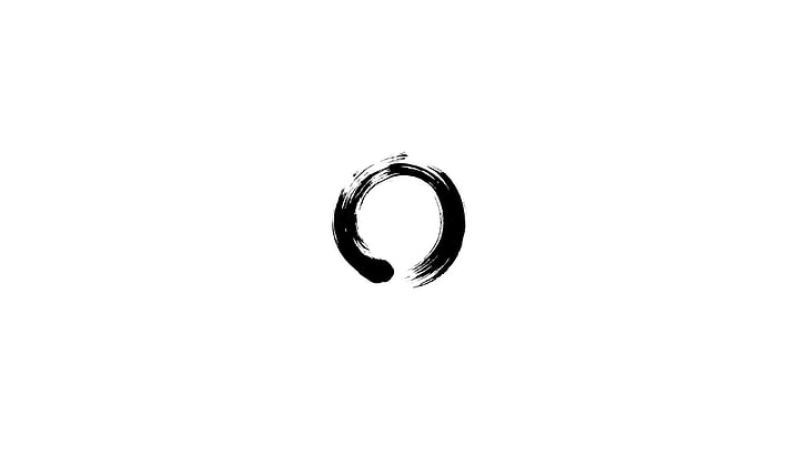 round black icon, zen, ensō, circle, minimalism, ouroboros, copy space, HD wallpaper