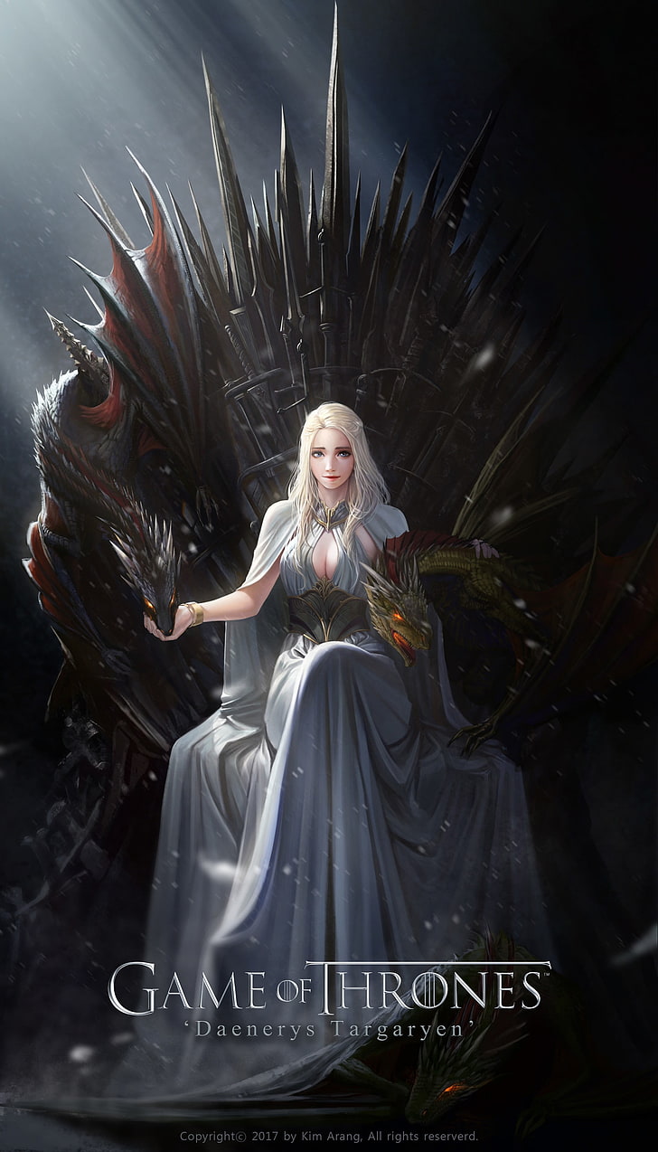 Game of Thrones Daenerys Targaryen digital wallpaper, dragon