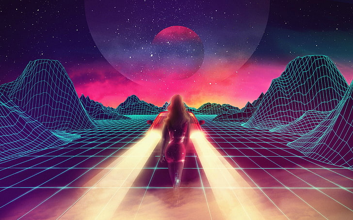 HD wallpaper: 3D illustration of mountain, New Retro Wave, synthwave, 1980s  | Wallpaper Flare