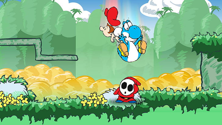 Mario, Super Mario Advance 3 - Yoshi's Island, Shy Guy, HD wallpaper