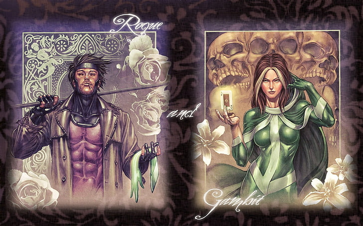 Rogue and Greenbit posters, X-Men, Gambit, Rogue (character), HD wallpaper