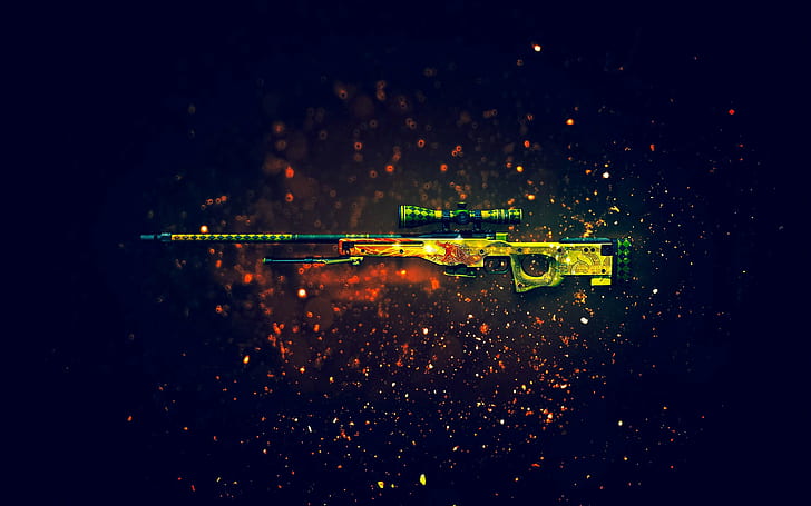 gun, Dragon Lore, weapon, sniper rifle, Accuracy International AWP, HD wallpaper