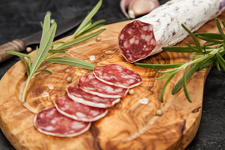 food, salami, sausage, meat, food and drink, freshness, close-up, HD wallpaper