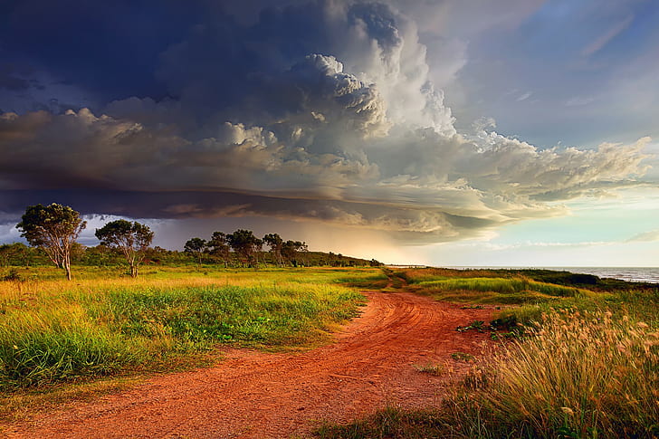 Storm in Australia, clouds, sky, cyclone, shore road, HD wallpaper