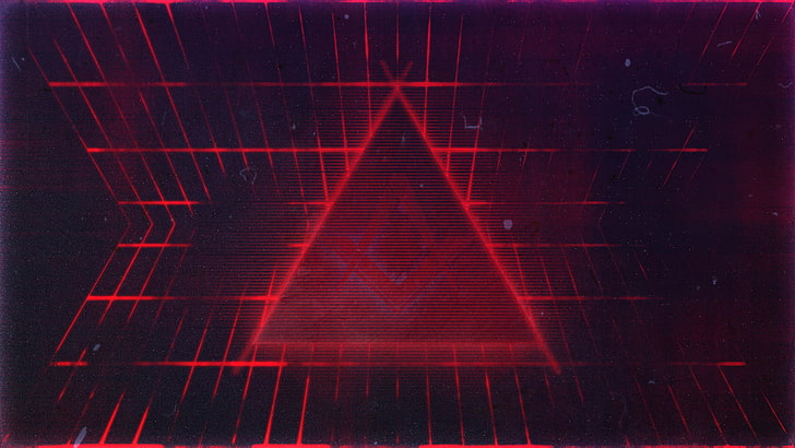 triangular red light illustration, abstract, triangle, lines, HD wallpaper