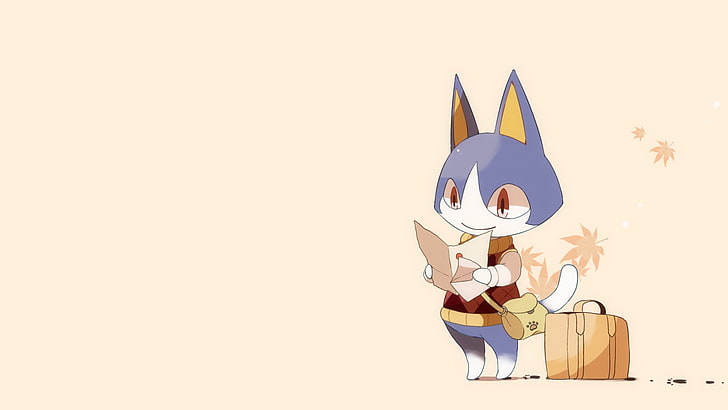 male cat character wallpaper, Animal Crossing, video games, copy space