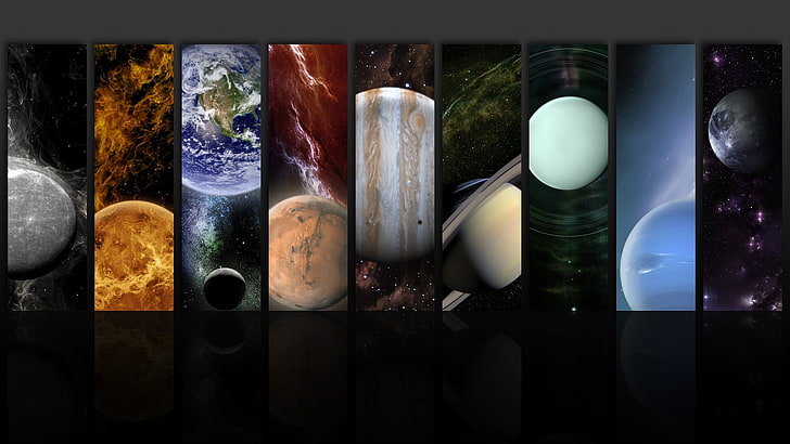 assorted planets painting, space, stars, Sun, Earth, Mercury, HD wallpaper