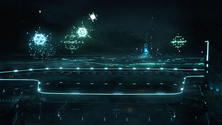 fireworks display, Tron: Legacy, movies, night, illuminated, no people, HD wallpaper