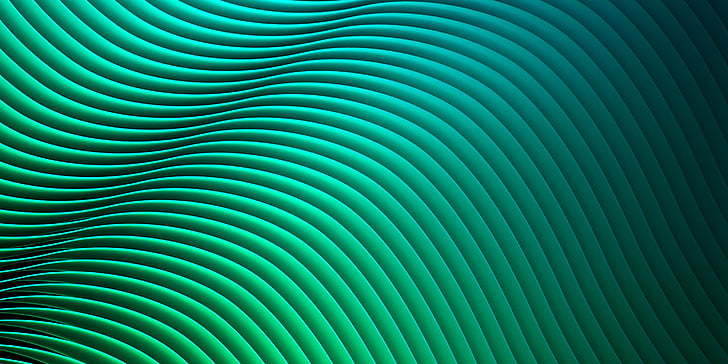 2-tone green illusional wave illustration, Waves, Lines, LG V30, HD wallpaper