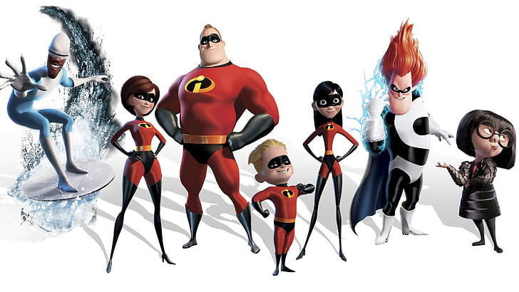 The Incredibles, movies, animated movies, white background