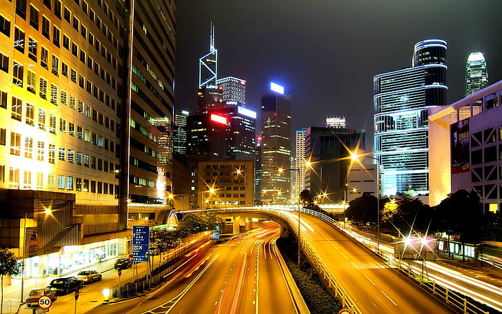 cityscape, long exposure, Hong Kong, building, HD wallpaper