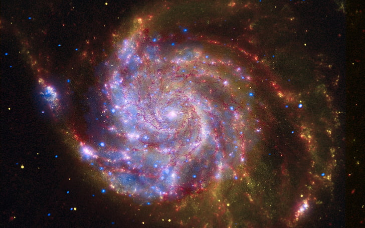 purple and red galaxy, space, spiral galaxy, digital art, space art, HD wallpaper