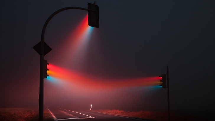 lucas zimmermann signal street light street night road, illuminated, HD wallpaper