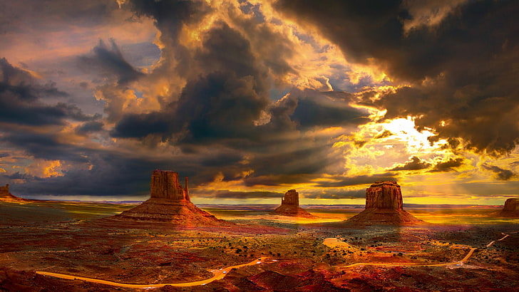 landscape, nature, sky, clouds, Arizona, Monument Valley, cloud - sky