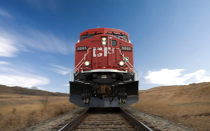 diesel locomotive, freight train, sky, rail transportation