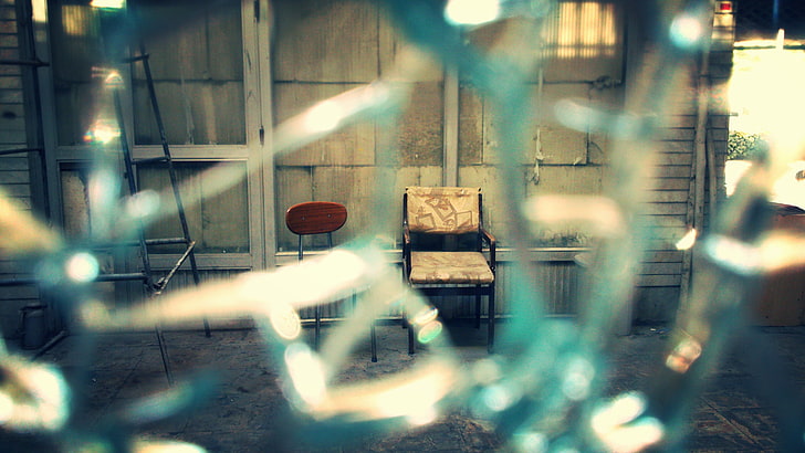 chair, Broken Heart, broken glass, selective focus, no people