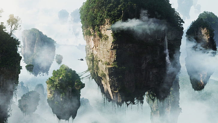 Avatar, Cloud, Floating Island, Helicopter, Movie, Nature, HD wallpaper